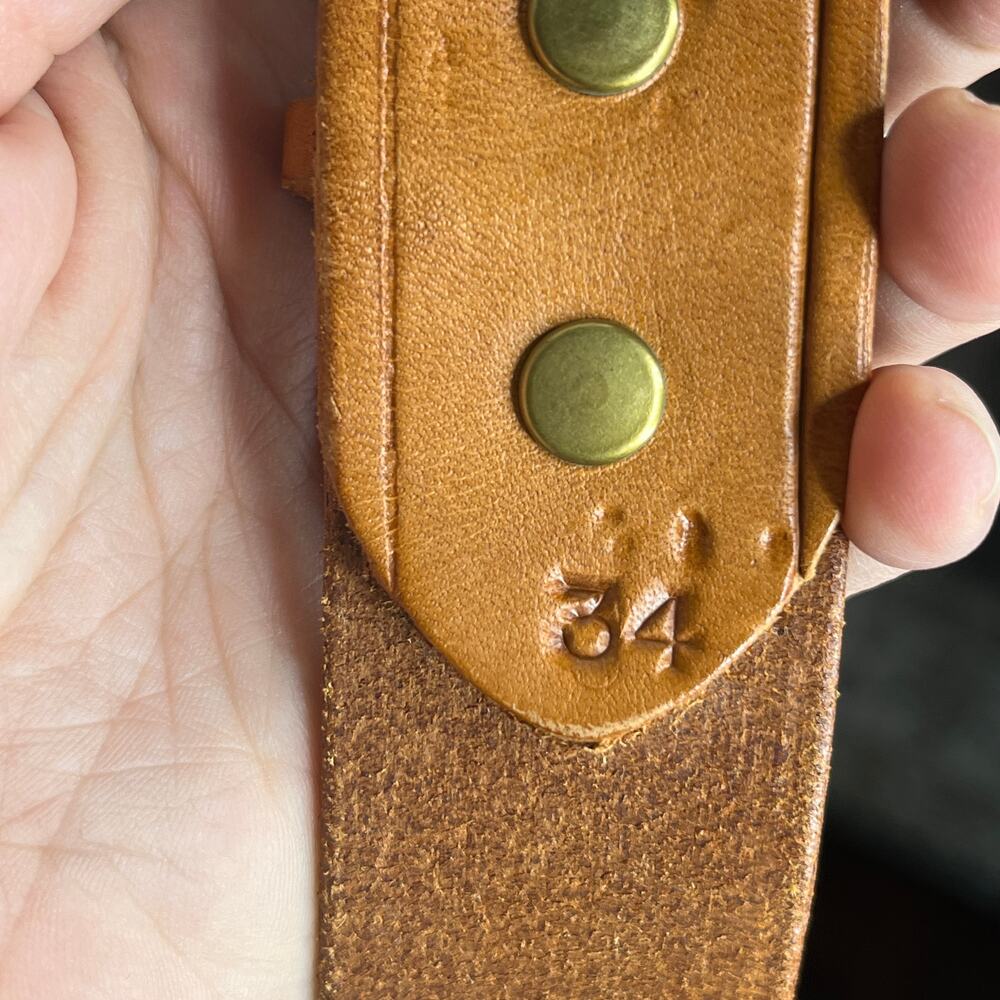 Vintage Philmont Scout Brass Buckle Waist 34 Tooled Leather Belt Ranch Cimarron - Picture 8 of 12